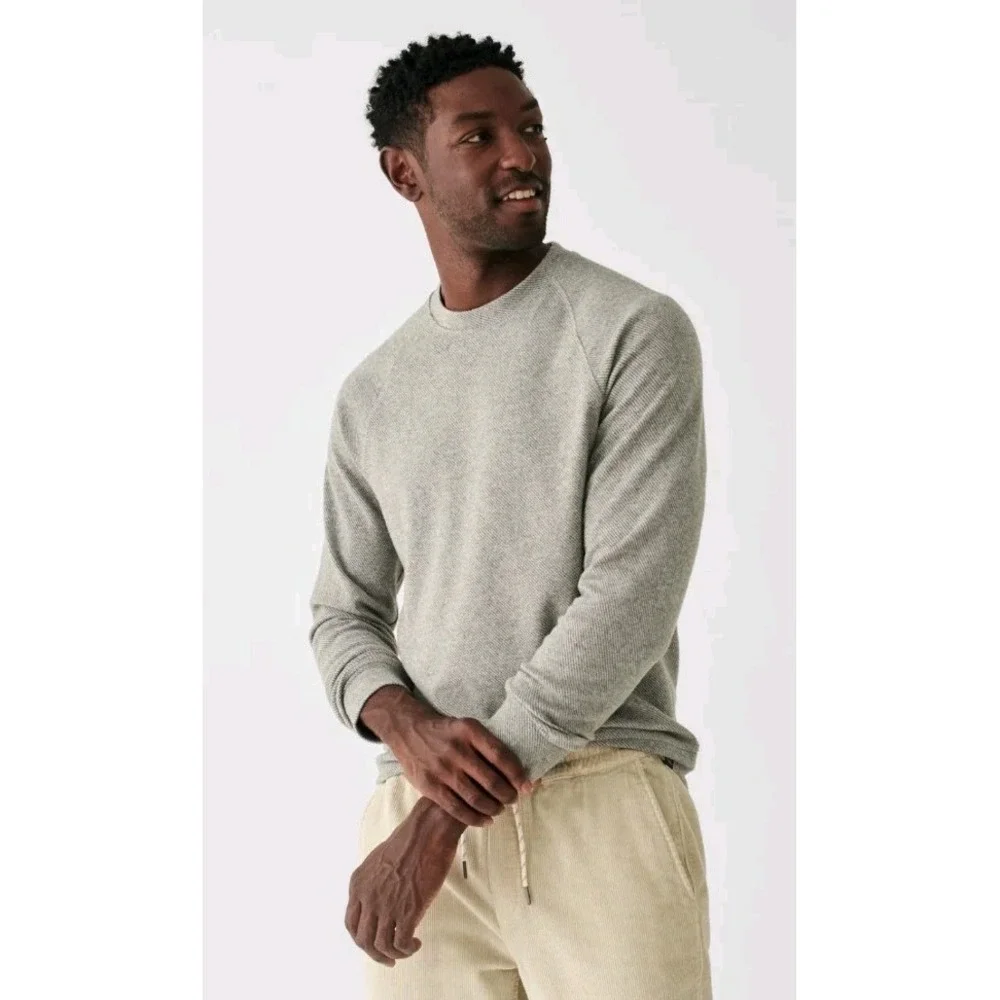 Faherty Legend Sweater Crew Mens 2XL Gray Twill Pullover Long Sleeve NEW $128